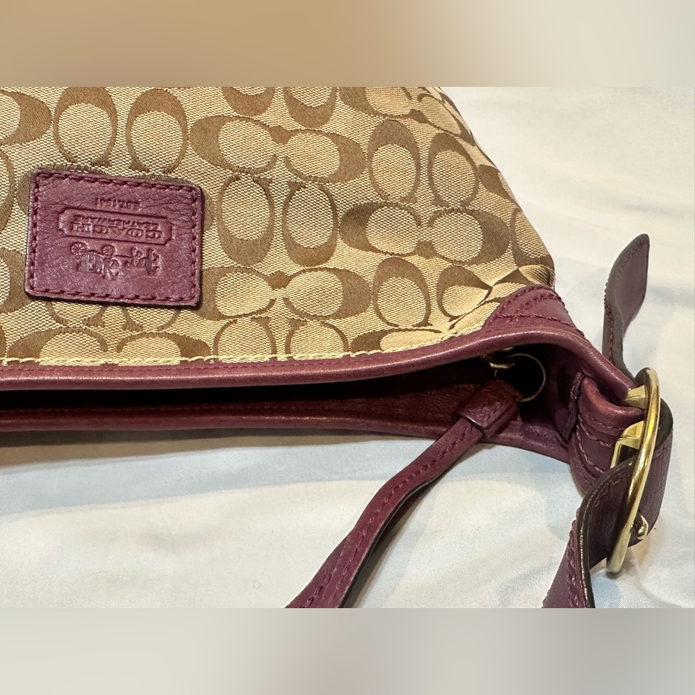 Coach Signature Monogram Canvas and Leather Hobo Shoulder Crossbody bag - Picture 10 of 14